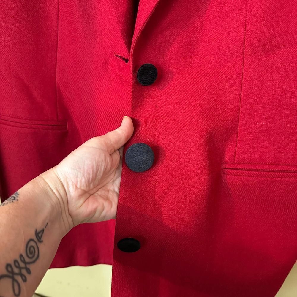 Jennifer Moore Red Wool Blazer Size 16 - Picture 8 of 8